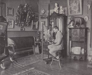 Il pittore francese Henri Gervex nel suo studio da (after) French Photographer
