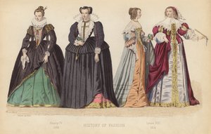 Moda in Francia: Enrico IV 1590; Luigi XIII 1614 da (after) French School
