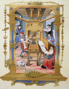 Interno di una tipografia del XVI secolo, copia di una miniatura da 