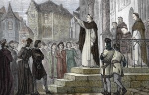 Rappresentazione di Alberto Magno che insegna a Parigi, al primo convento domenicano in Rue Saint Jacques da (after) French School