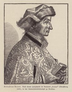 Sebastian Brant, umanista e satirico rinascimentale tedesco (xilografia) da (after) German School