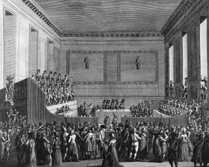 Guerra della Rivoluzione francese e movimenti antirivoluzionari: Antoine Quentin Fouquier de Tinville, detto Fouquier Tinville (1746-1795), giudice del Tribunale Rivoluzionario il 12 floreale Anno 3 (1 maggio 1795) della Repubblica. Incisione di Berthaut d da (after) Girardet