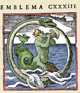 Un tritone e un ouroboros, illustrazione 