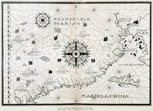 Mappa della bussola da un atlante del XVI secolo, basata sull