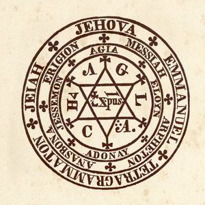 Scienze occulte: cerchio magico. Schema da De Occulta Philosophia di Heinrich Cornelius Agrippa di Nettesheim