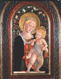 Madonna con Bambino, Bambino in piedi, che tiene un uccello