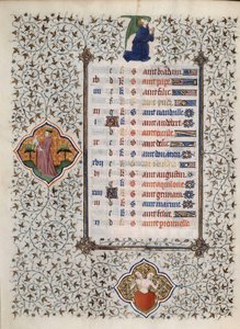 Pagina del manoscritto "Les Tres Riches Heures del Duca Francesco di Guisa" miniato dal Maestro di Boucicaut: rappresentazione dei segni dello zodiaco e scene di vita quotidiana: gemme. XV secolo. Museo Condé, Chantilly