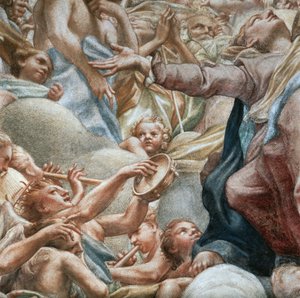 Angeli che suonano musica, dettaglio dell