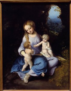 La Vergine, Gesù e San Giovanni Bambino. Dipinto di Antonio Allegri (Correggio) XVI secolo, Museo del Prado, Madrid da (c.1489 1534) Correggio