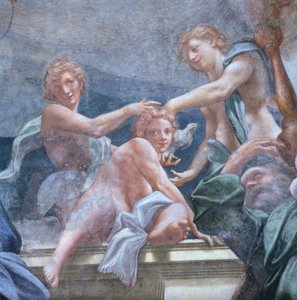 Giovani sul balcone, di Antonio Allegri Da Correggio (1489-1534) (dettaglio)