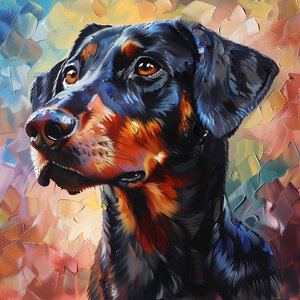 Dipinto astratto di cane Rhodesian Ridgeback da F. Abderrahim