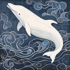 Delfino in uno sfondo blu surreale da F. Abderrahim