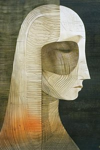 Ritratto figurativo di donna, decorazione murale, stampe d