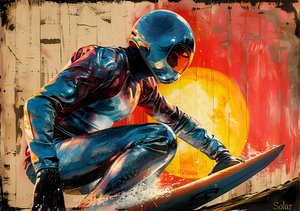 Dipinto di surfista, poster di film retrò, decorazione murale, stampa su richiesta da F. Abderrahim