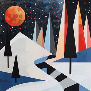 Alberi astratti e paesaggio innevato, stampe d