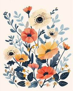 Fiori boho per asilo nido per stampe d