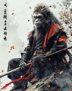 Illustrazione del samurai scimmia: stampe murali su richiesta e poster decorativo da F. Abderrahim
