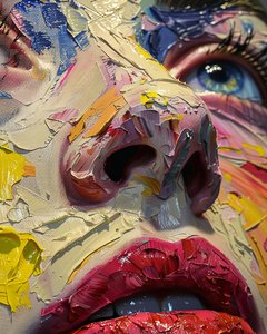 Arte murale di personaggi: volto di donna con ritocco artistico