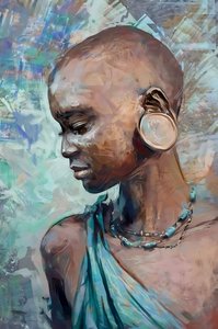 Ragazza di tribù africana con costume tradizionale | stampe d