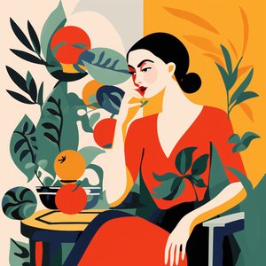 Ragazze su una sedia stile Matisse