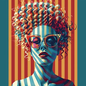 Volto di donna bionda con grandi ricci da F. Abderrahim