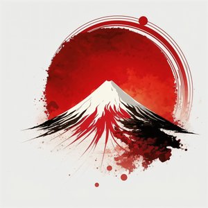 Monte Fuji: Pennellata rossa rotonda di calligrafia da F. Abderrahim