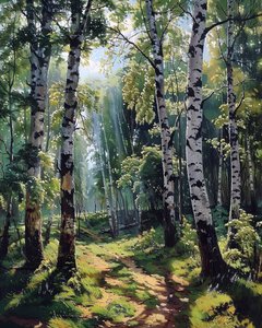 Paesaggio con fogliame vibrante, decorazione murale moderna da F. Abderrahim