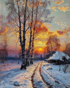 Paesaggio in una giornata invernale ricoperto di neve, vendita Wall Decor