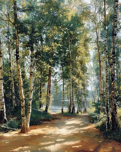 Strada tortuosa foresta verde, decorazione murale per il soggiorno