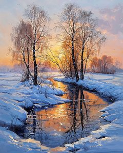 Un lago in inverno al tramonto, vendita Wall Decor da F. Abderrahim