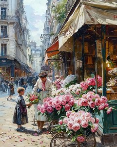 Venditrice di fiori donna degli anni 