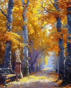 Bellissimo paesaggio con foresta incantata, decorazione murale per la camera dei bambini da F. Abderrahim