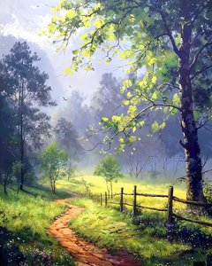 Bellissimo paesaggio al tramonto, tela per decorazione murale Paesaggio moderno