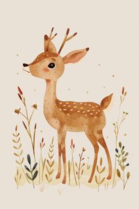 decorazione murale minimalista con cervi per bambini boho da F. Abderrahim