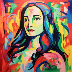 Monna Lisa nello stile fauvista di Henri Matisse, Tela e decorazioni murali con cornice da F. Abderrahim