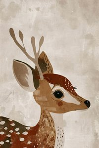 Decorazione murale di animali bohémien per bambini, illustrazione minimalista di cervi da F. Abderrahim