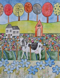 Mucca soddisfatta da Marys Watercolors