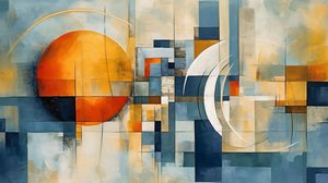 Sfondo di forme geometriche astratte, Insegnamento della matematica, stampa su tela su richiesta da F. Abderrahim
