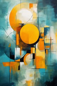 Cubismo e cerchio Pittura multicolore ad acquerello, stampa d