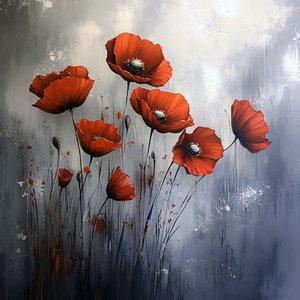 Arte murale su tela Red Poppies Modern, decorazioni murali per ogni ambiente da F. Abderrahim