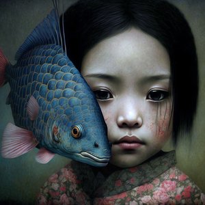 La felicità è un pesce caldo, idee di decorazione murale moderna da F. Abderrahim