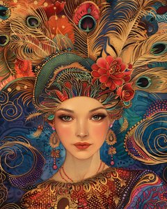 Una splendida donna nello stile di Alex Grey, stampa su tela e telaio da parete su richiesta