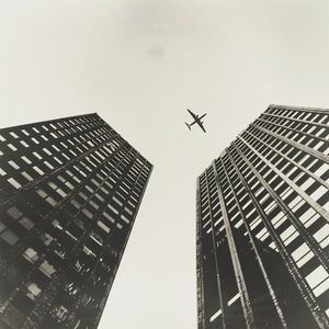 Aereo in volo tra le due torri, fotografia con e in nero, stampe d