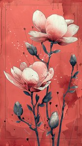 Rose bianche con sfondo rosso in un quadro semplice, wall art | stampa su richiesta da F. Abderrahim