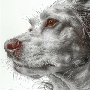 zoom out Ritratto di cane in bianco e nero, disegno minimalista, stampe da parete Home Decor da F. Abderrahim