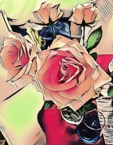 Rose con vetro blu. da Margareta Uliarte