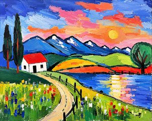 Sentiero del sole sul lago di montagna da Nomi Morina