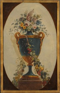 Vaso di fiori drappeggiato con ghirlande da 18th century . French Painter