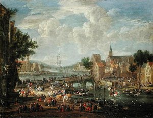 Cittadini sulla riva del fiume da A.F. and Bouts, P. Boudewyns