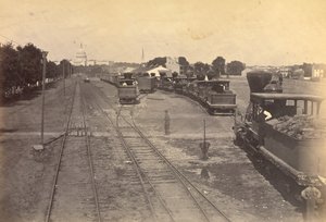N. 189. Maryland Avenue Depot, Washington, D.C., con motori inviati da Alessandria per sicurezza. da A.J. Russell